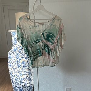 Pull&Bear Tie Dye Frilly Blouse